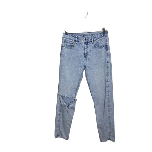 American Eagle 90's Skinny Light Wash Distressed Jeans Denim Size 2 Regular - Picture 1 of 10